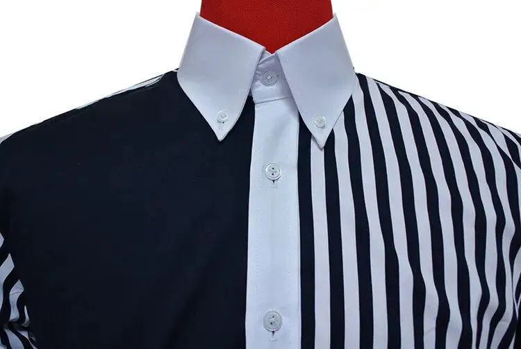 Button Down Shirt - Navy Blue and White Mod Shirt