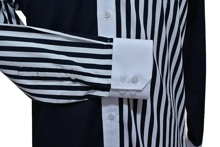 Button Down Shirt - Navy Blue and White Mod Shirt
