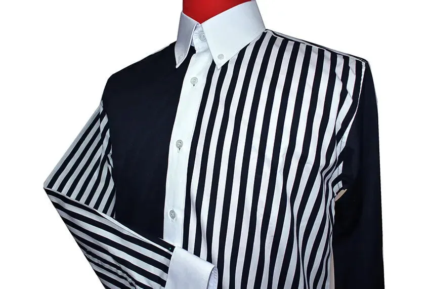Button Down Shirt - Navy Blue and White Mod Shirt