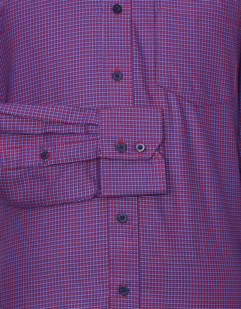 Button Down Shirt - Red and Blue Houndstooth Shirt