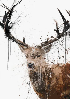 Christmas Stag Wall Art Print , Contemporary and Stylish Christmas Decoration Alternative Xmas Decor